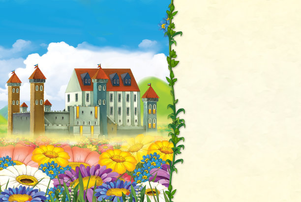 卡通场景与中世纪厨房房间插图图片下载