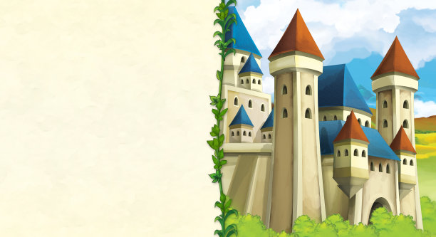 卡通场景与中世纪厨房房间插图图片下载