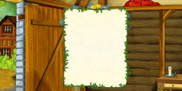 卡通场景与中世纪厨房房间插图图片下载