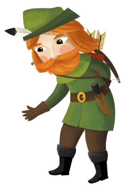 卡通场景与国王或王子射手插图图片下载