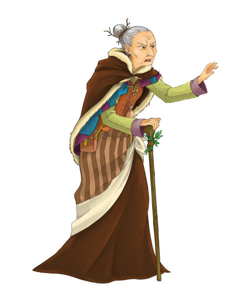 卡通童话人物-老巫婆站着看-儿童插画图片下载