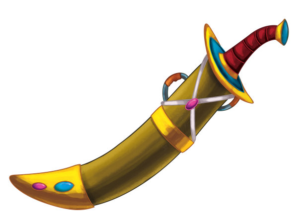 卡通场景与中世纪阿拉伯剑-儿童插图图片下载