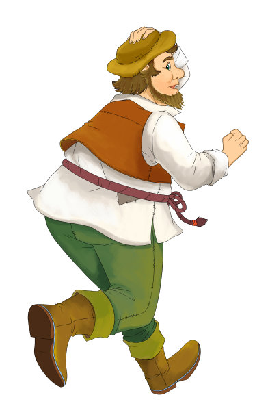 卡通场景与农民猎人插图图片下载