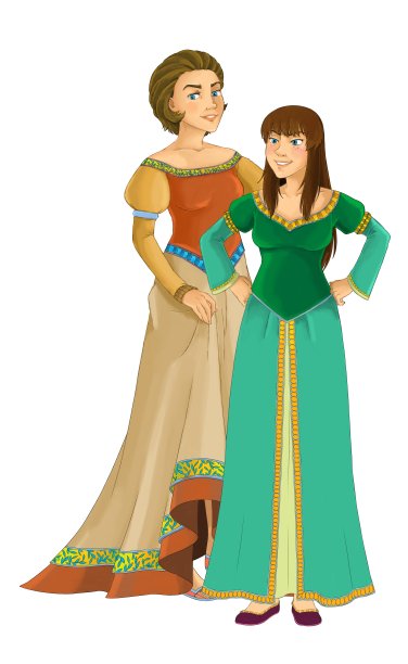 卡通场景与公主皇后插图图片下载