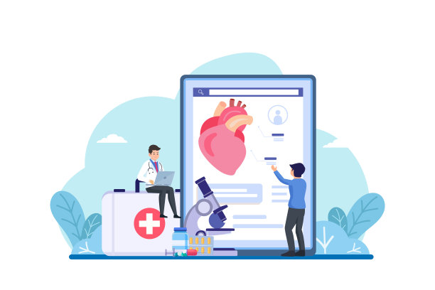 在线医疗家庭健康护理和人寿保险概念。医生和手机在线体检。医疗保健咨询远程医疗服务。矢量图图片下载