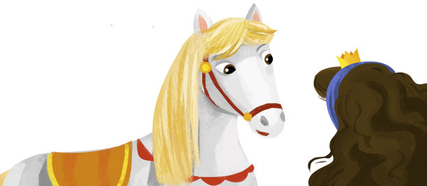 卡通公主女王与她的朋友马插图图片下载