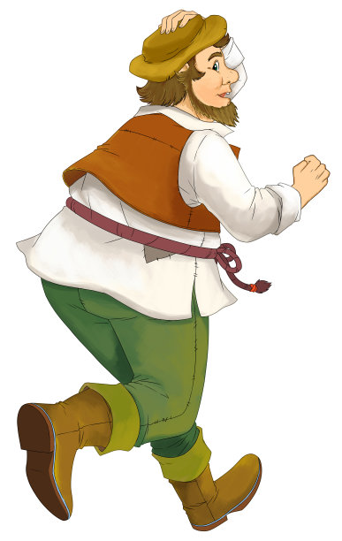 卡通场景与农民猎人插图图片下载