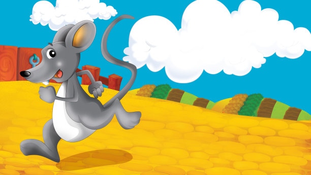 卡通场景与老鼠在农场插图图片下载