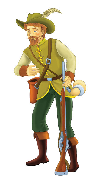 卡通场景与王子猎人插图图片下载