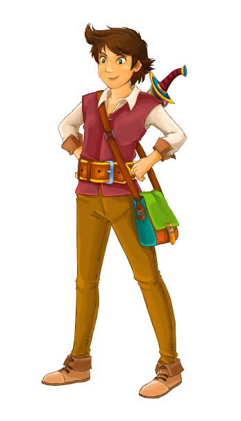 白色背景的阿拉伯骑士或王子卡通场景-儿童插图图片下载