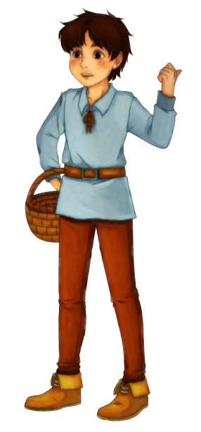 卡通场景与农场男孩插图图片下载