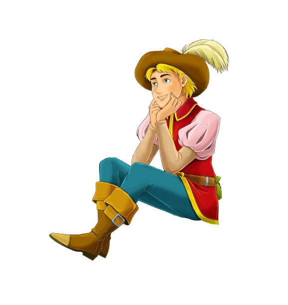 卡通场景的着色与快乐的小男孩王子坐在寻找某处图片下载