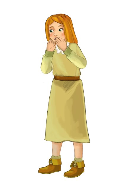 卡通场景与年轻的农场女孩孩子插图图片下载