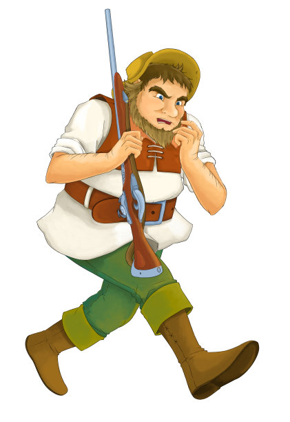 卡通猎人奔跑-一些活动-儿童插图图片下载