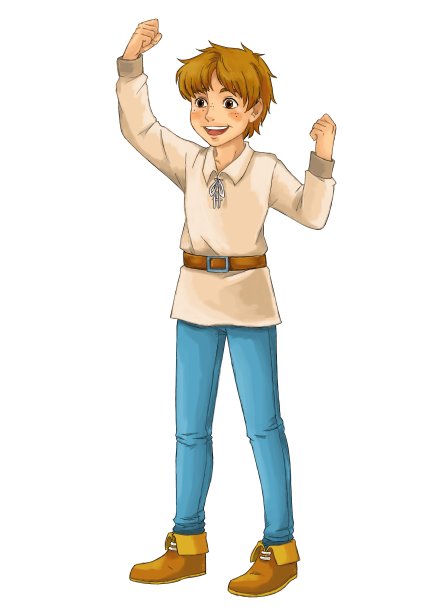 卡通场景与农民牧场主男孩插图图片下载