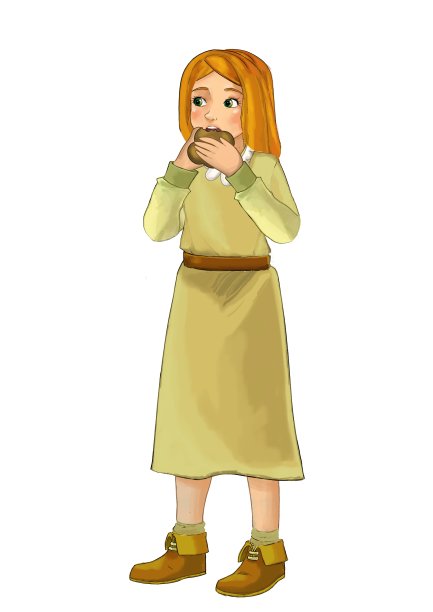 卡通场景与年轻的农场女孩孩子插图图片下载