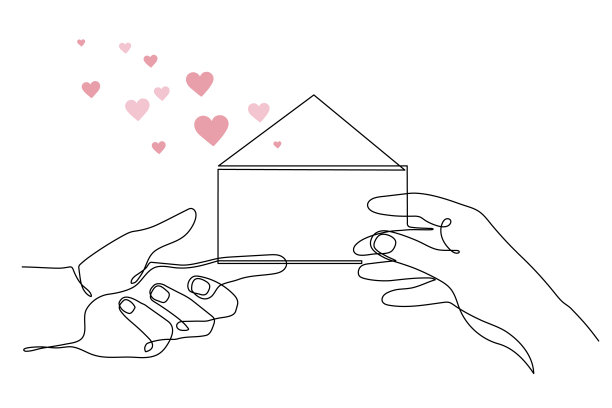 手握信封内的信和心，一行艺术，连续的轮廓画，手绘手势，象征着浪漫的爱情。情人节的装饰，手掌和手腕。可编辑的中风。图片下载