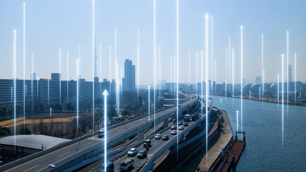 现代城市景观和上升的箭头符号。城市发展理念。图片下载