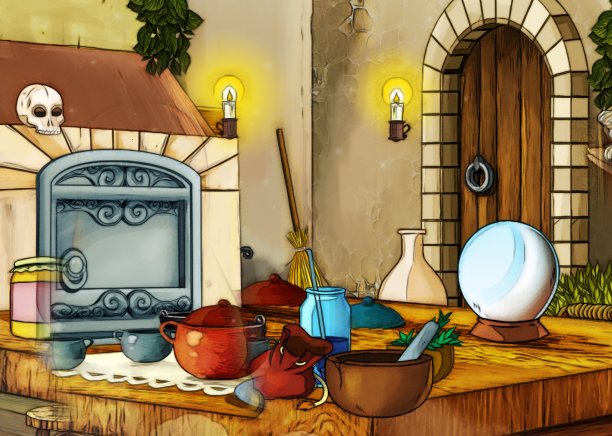 卡通场景与空厨房插图图片下载