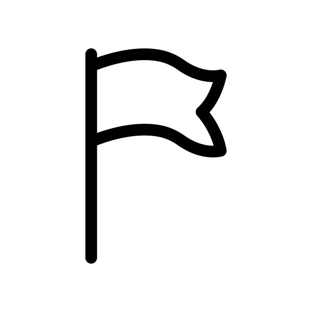 旗帜图标，黑色轮廓线性剪影，正面视图，可编辑笔画，矢量简约扁平图形插图，白色背景上的孤立对象图片下载