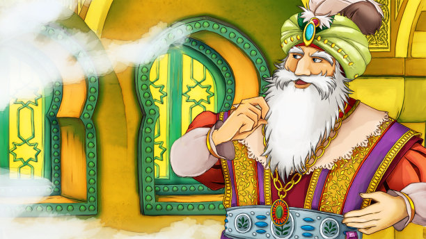 王子在城堡里的卡通场景图片下载