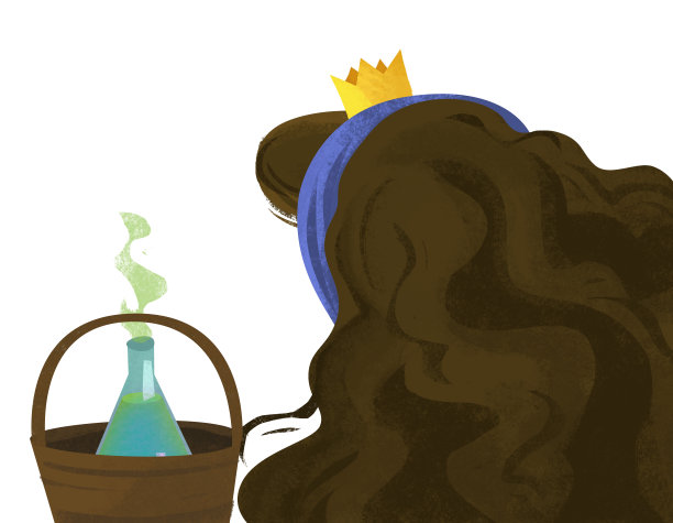 卡通草药女王做魔术插图图片下载