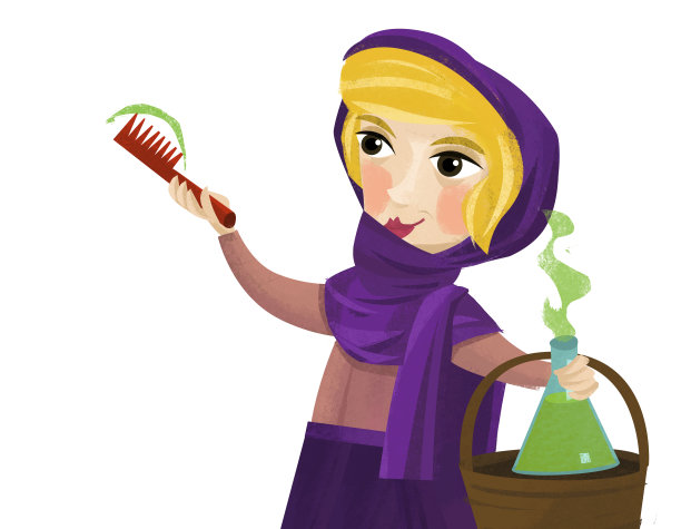 卡通草药女王做魔术插图图片下载