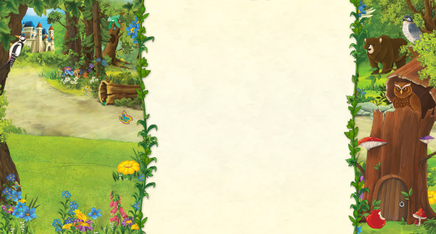 卡通场景与中世纪厨房房间插图图片下载