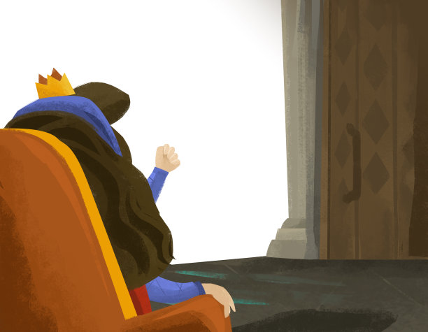 卡通女王或公主坐在城堡里图片下载