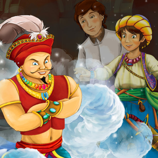 卡通场景与女王和骑士插图图片下载