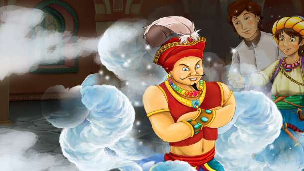 卡通场景与女王和骑士插图图片下载