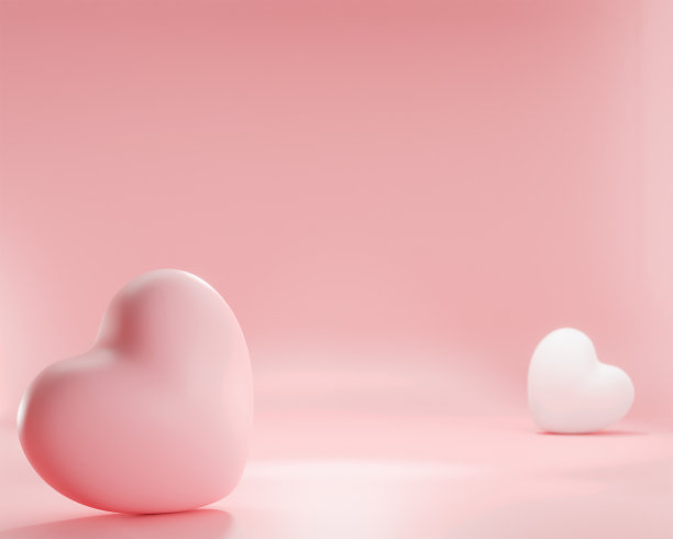 3 d渲染。粉红色和白色的心形气球在粉红色的背景。为情人节设计图片下载