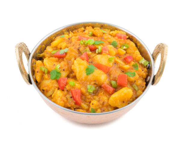 印度菜白底辣炸阿露图片下载