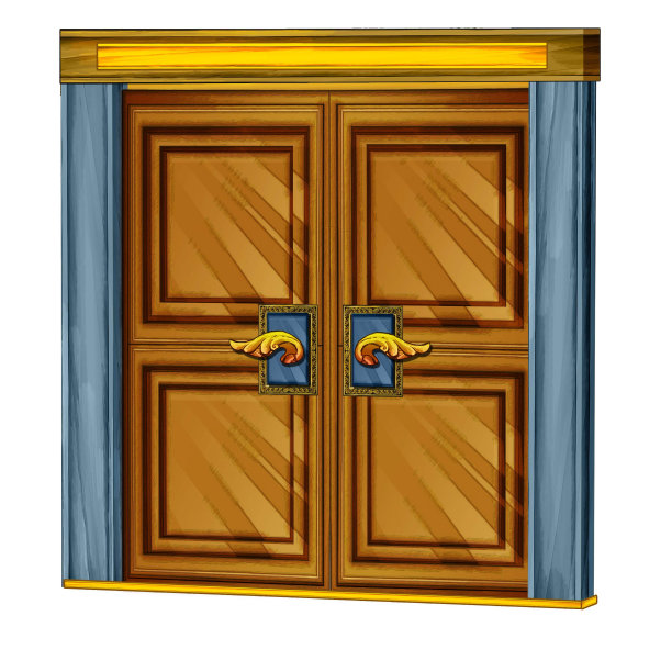 卡通场景与城堡门在白色背景插图图片下载