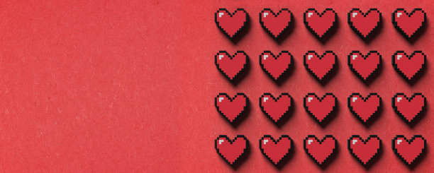 像素心形背景。图片下载