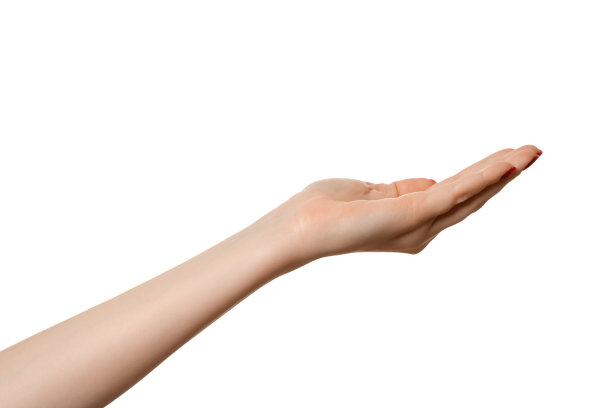 美女张开手，孤立无援。手心向上。图片下载