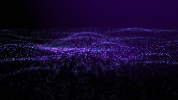 发光的紫色粒子形式在黑暗背景抽象概念库存照片图片下载