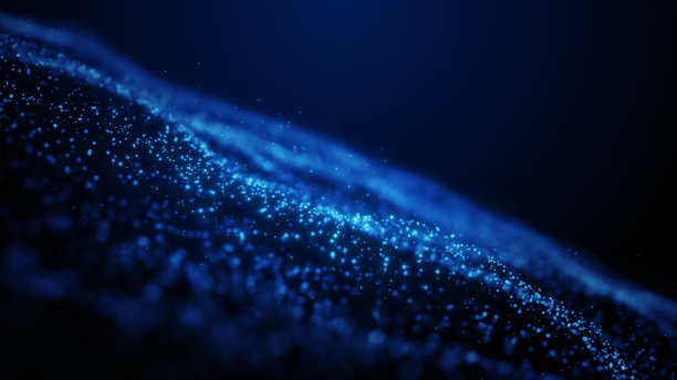发光的蓝色粒子形式在黑暗背景抽象概念库存照片图片下载
