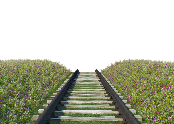 白色背景上的3D铁路渲染图片下载