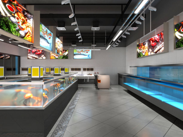 新鲜鱼店的3d渲染图片下载