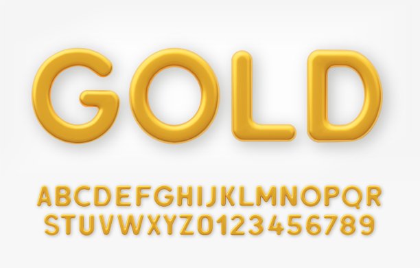 白色背景上的3D金色字母图片下载