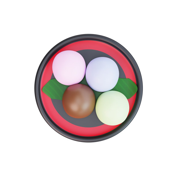 亚洲食物的3d插图麻糬，日本食物图片下载