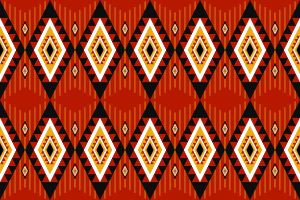 几何民族图案传统设计适用于地毯、壁纸、服装、包装、蜡染、织物、矢量插画刺绣等风格。图片下载