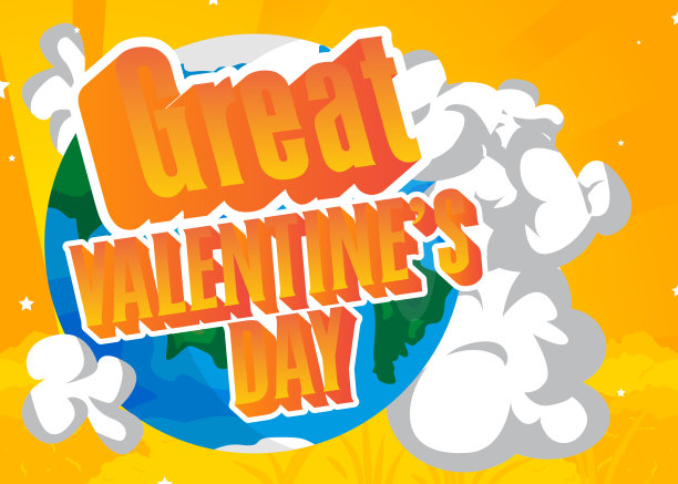 地球上有很棒的情人节短信。卡通空间，宇宙。矢量卡通插图。图片下载