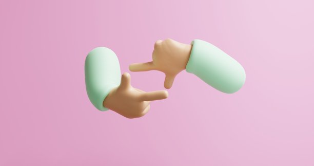 三维渲染的两只手的姿势采取对象的位置图片下载