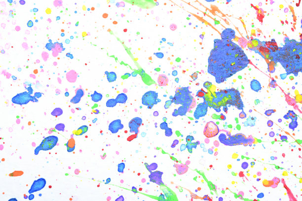 水彩溅在白纸上，五彩缤纷的艺术设计图片下载