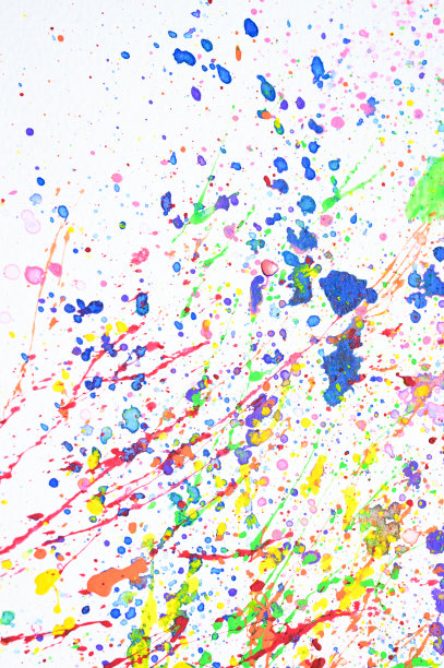 水彩溅在白纸上，五彩缤纷的艺术设计图片下载