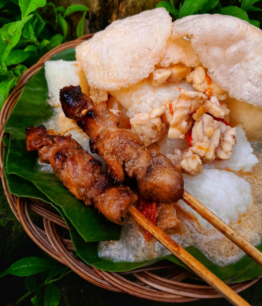 印尼菜，龙桐沙爹和沙爹鸡肉图片下载