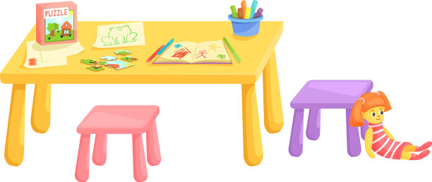 小桌子与儿童玩具学龄前儿童图片下载