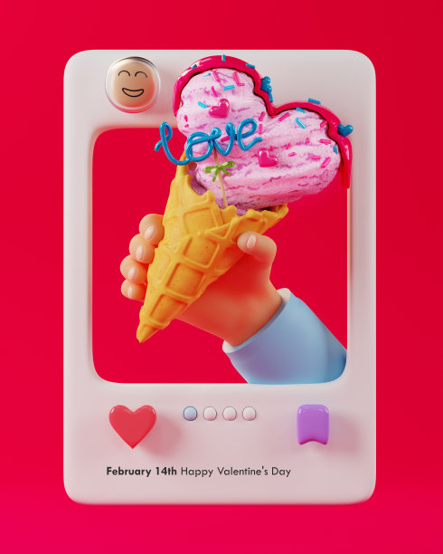 三维插图的社会网络与图像和内容在饲料。图片下载